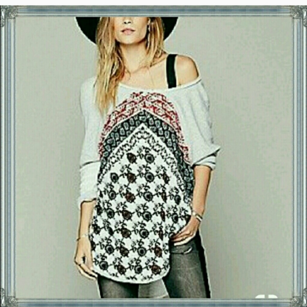 Free People Del Rey Oversized Distressed Sweatshirt